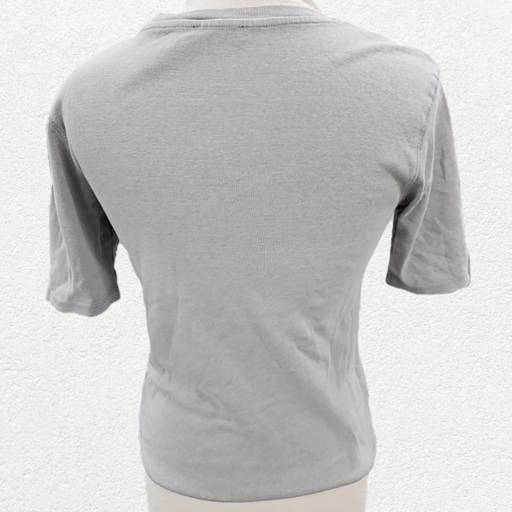 Zara Light Gray Ribbed Tee - Picture 2 of 4
